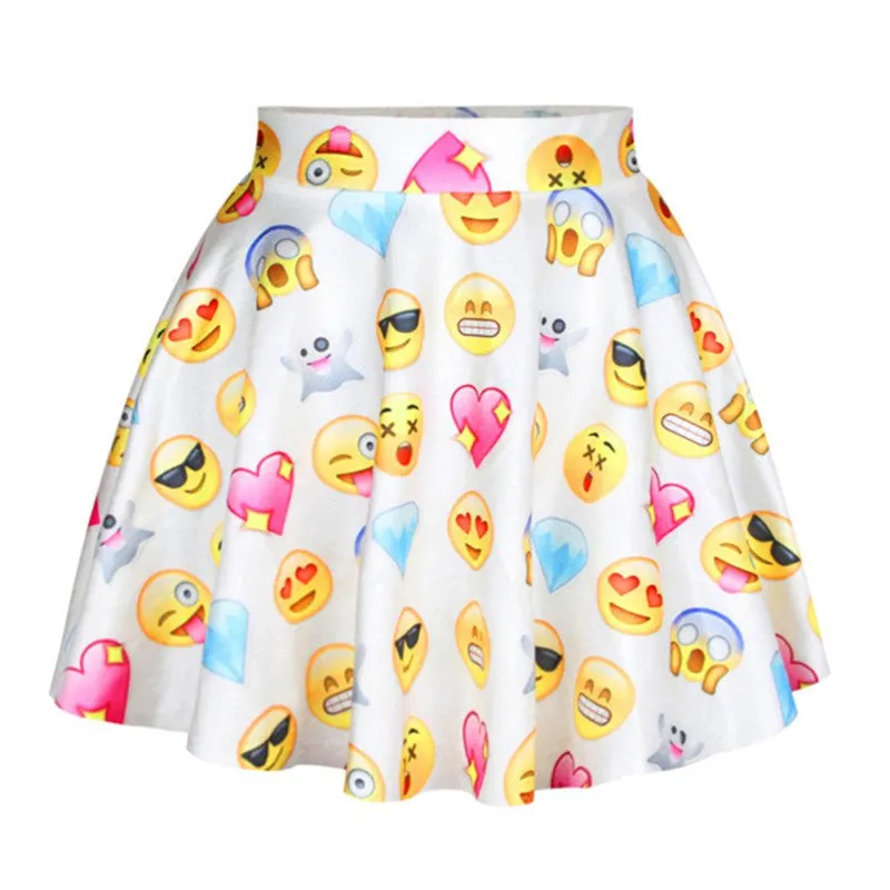 Women 3D Printed Short Mini High Waist Skirt Flared Pleated Skirts NW