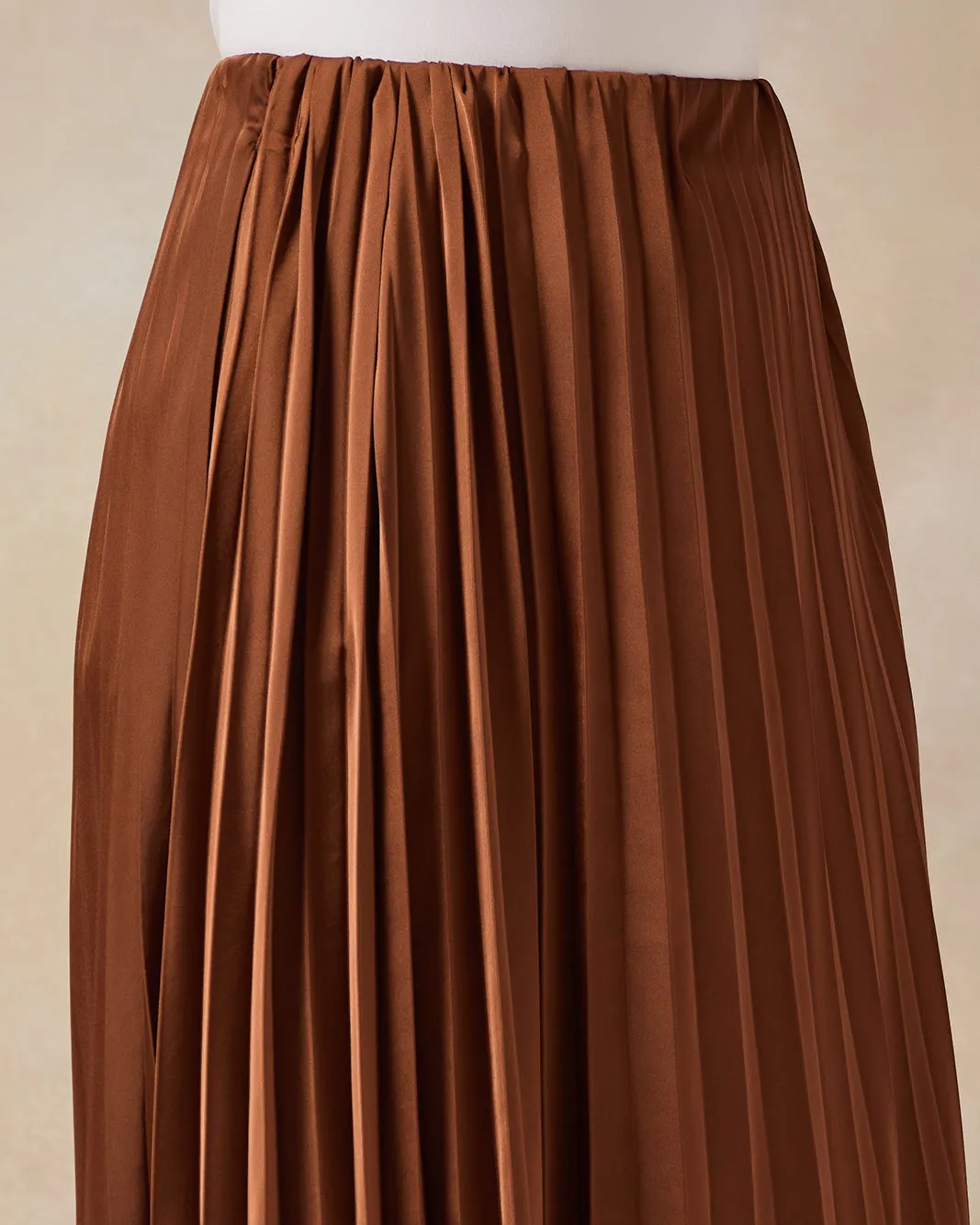 Women Brown Pleated Skirt