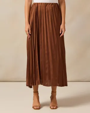 Women Brown Pleated Skirt