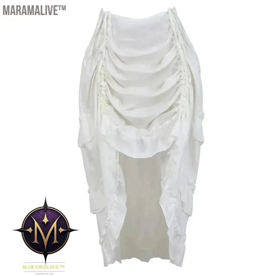 Women Steampunk Gothic Irregular Ruffles Pirate Skirt Asymmetrical Pleated High Low Dancing Skirts Plus Size Halloween Costumes