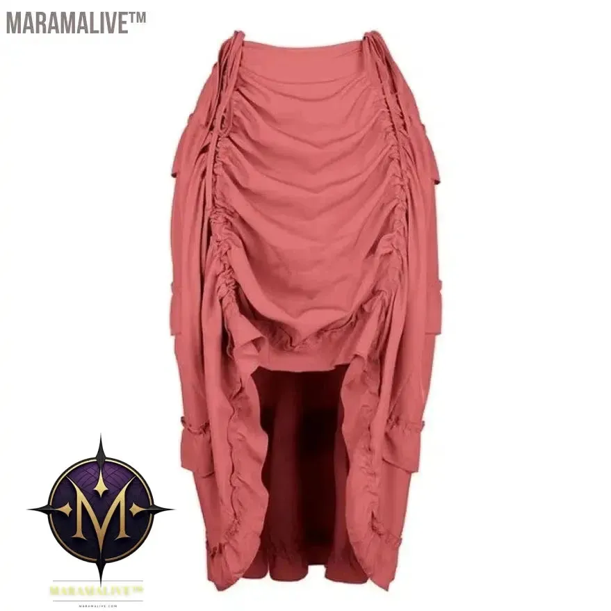 Women Steampunk Gothic Irregular Ruffles Pirate Skirt Asymmetrical Pleated High Low Dancing Skirts Plus Size Halloween Costumes