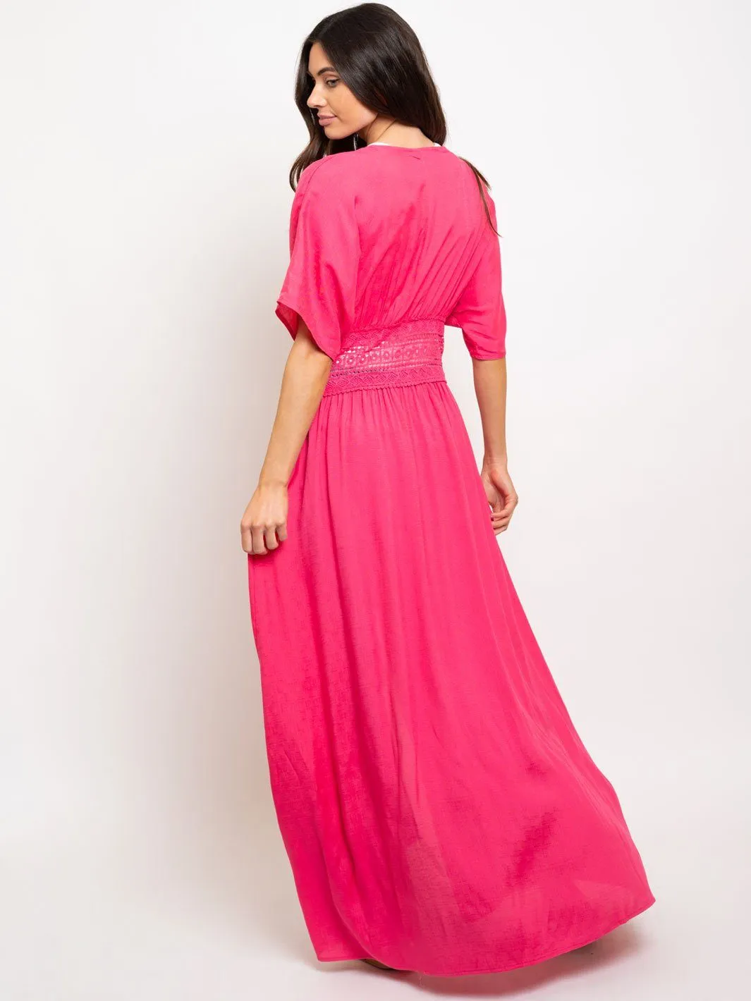 WOMEN'S LONG FRONT TIE CROCHET WAIST TOP