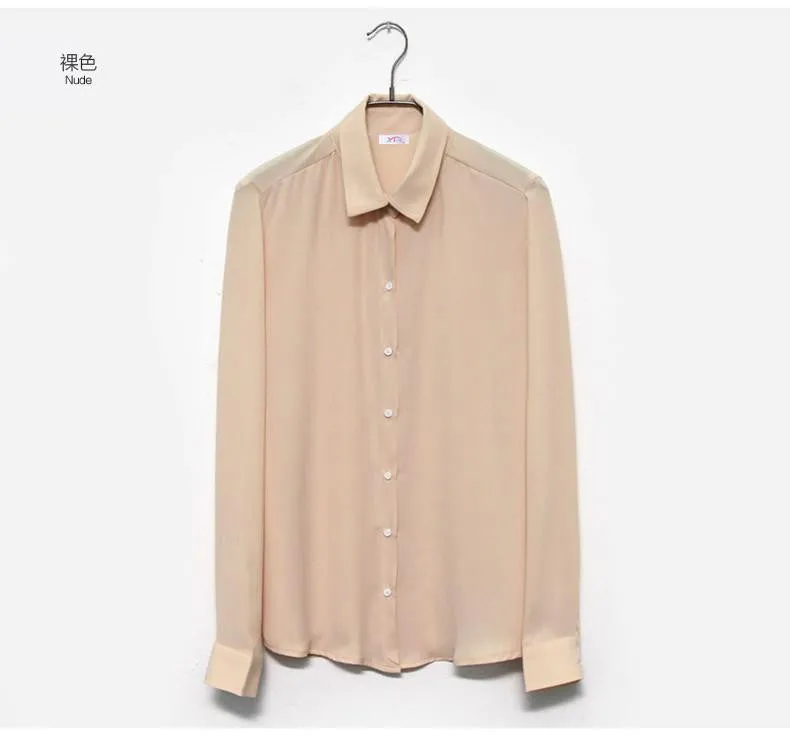 Women's Long Sleeve Chiffon Blouses Clothes Office Women Shirts Fashion Female Tops Plus Size Ladies Body