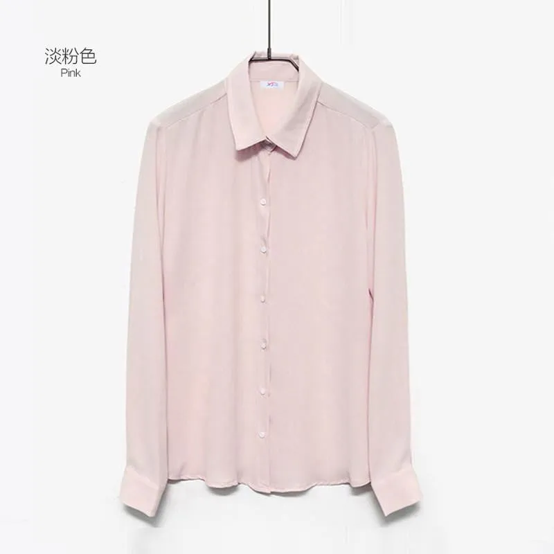 Women's Long Sleeve Chiffon Blouses Clothes Office Women Shirts Fashion Female Tops Plus Size Ladies Body