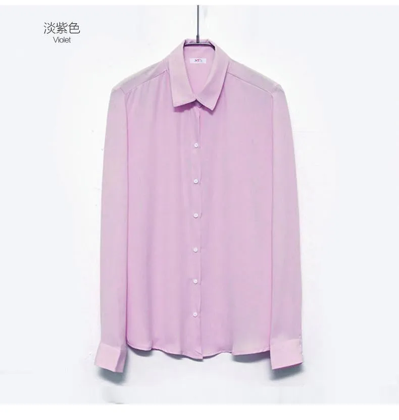 Women's Long Sleeve Chiffon Blouses Clothes Office Women Shirts Fashion Female Tops Plus Size Ladies Body