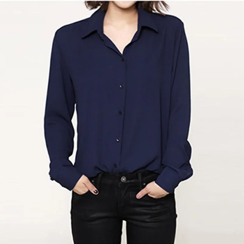 Women's Long Sleeve Chiffon Blouses Clothes Office Women Shirts Fashion Female Tops Plus Size Ladies Body