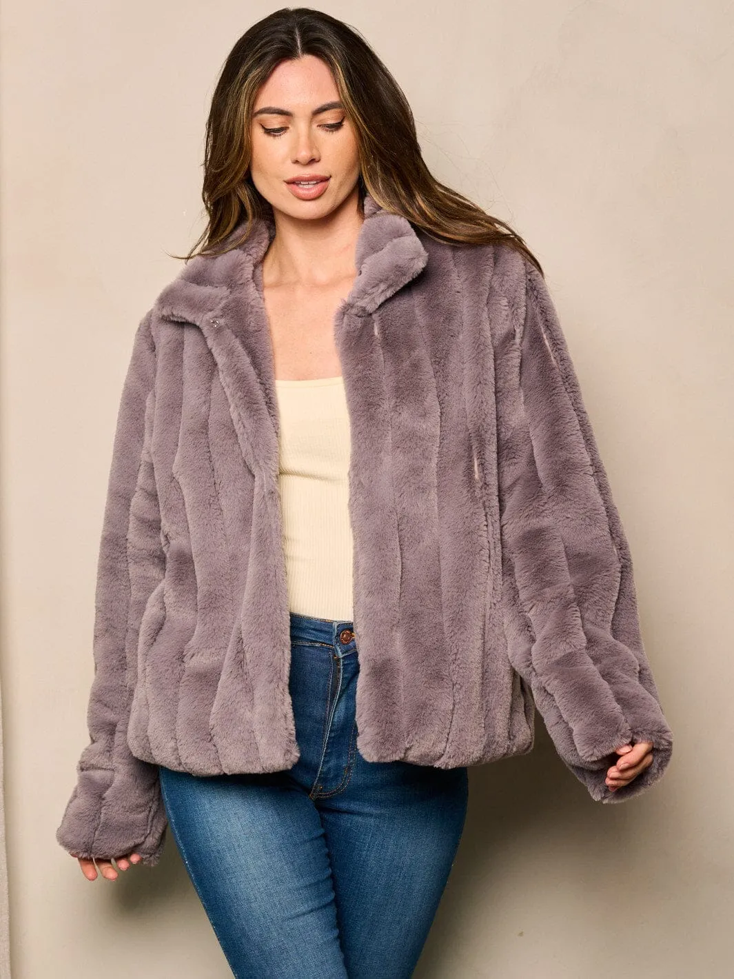 WOMEN'S LONG SLEEVE POCKETS BUTTON CLOSURE JACKET
