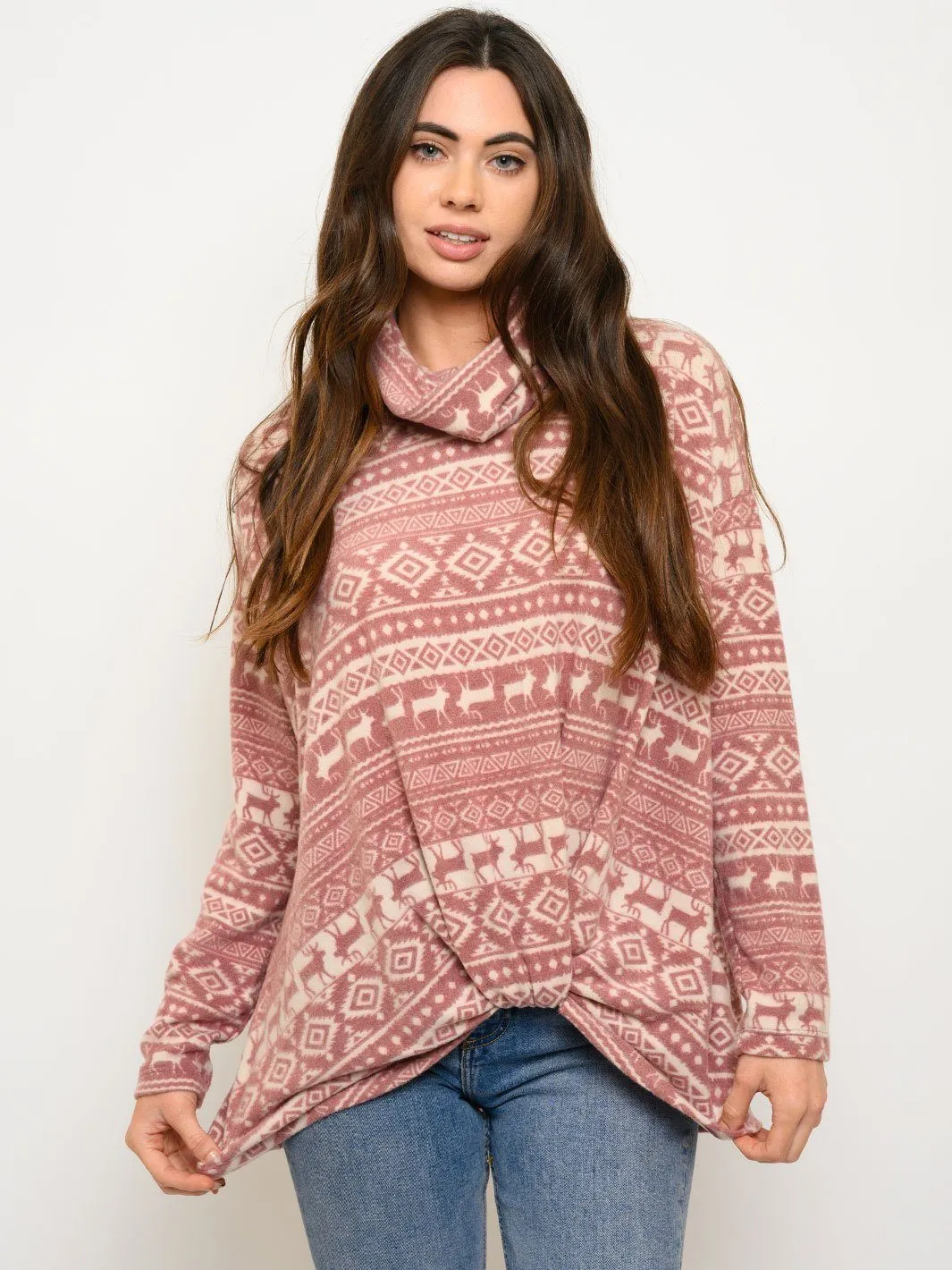 WOMEN'S LONG SLEEVE TURTLE NECK TOP