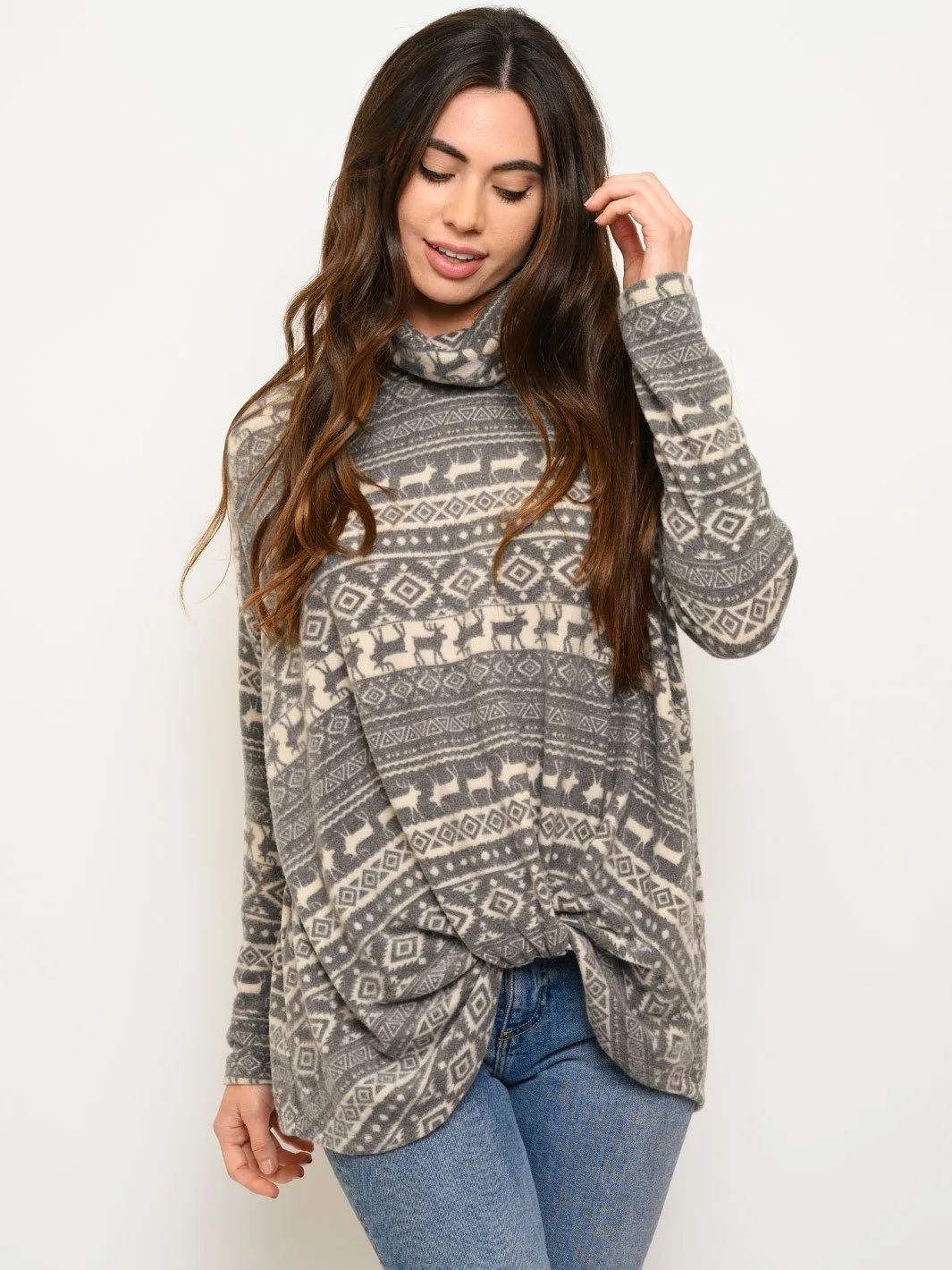 WOMEN'S LONG SLEEVE TURTLE NECK TOP