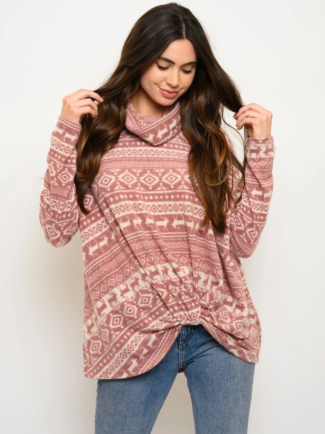 WOMEN'S LONG SLEEVE TURTLE NECK TOP