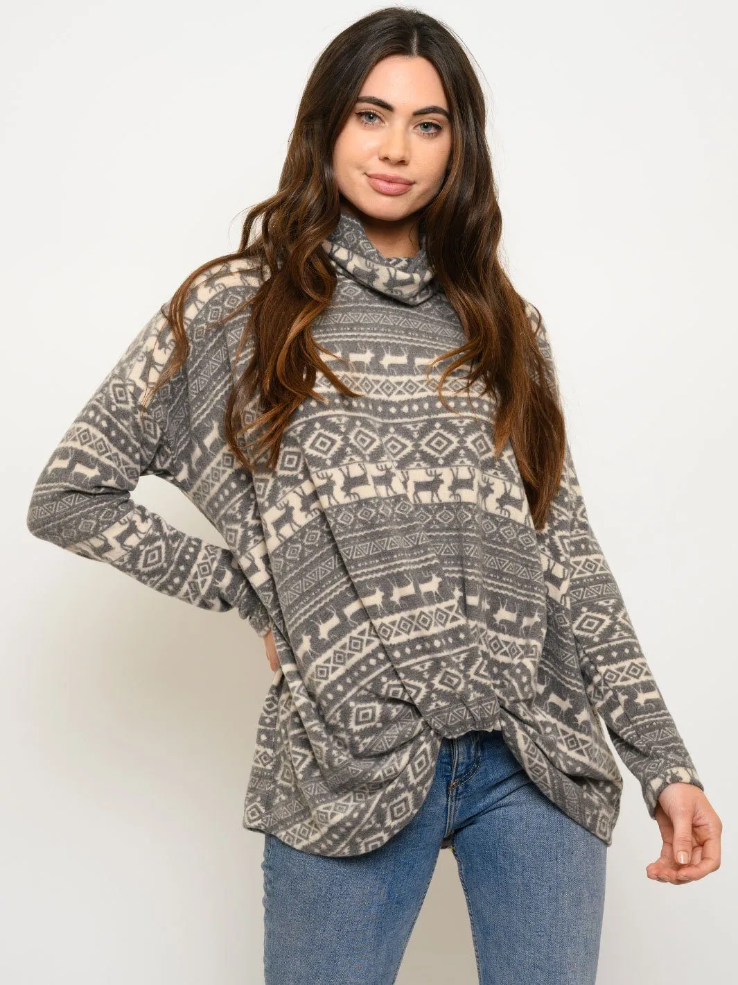WOMEN'S LONG SLEEVE TURTLE NECK TOP