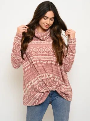 WOMEN'S LONG SLEEVE TURTLE NECK TOP