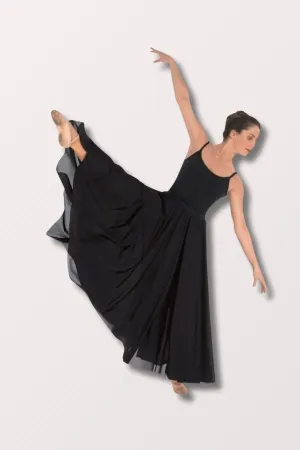 Womens Voluminous Full Length Triple Panel Praise Skirt - Black