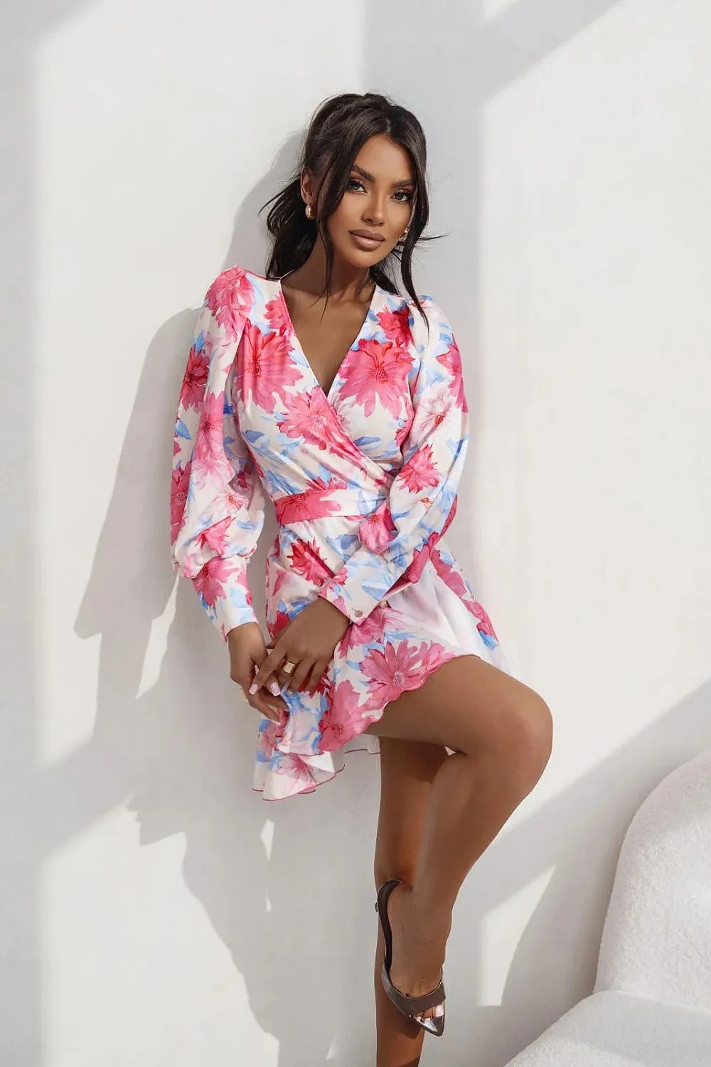 Wrap Front Sweetheart Midi Dress