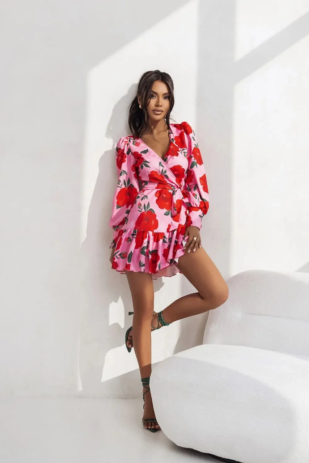 Wrap Front Sweetheart Midi Dress