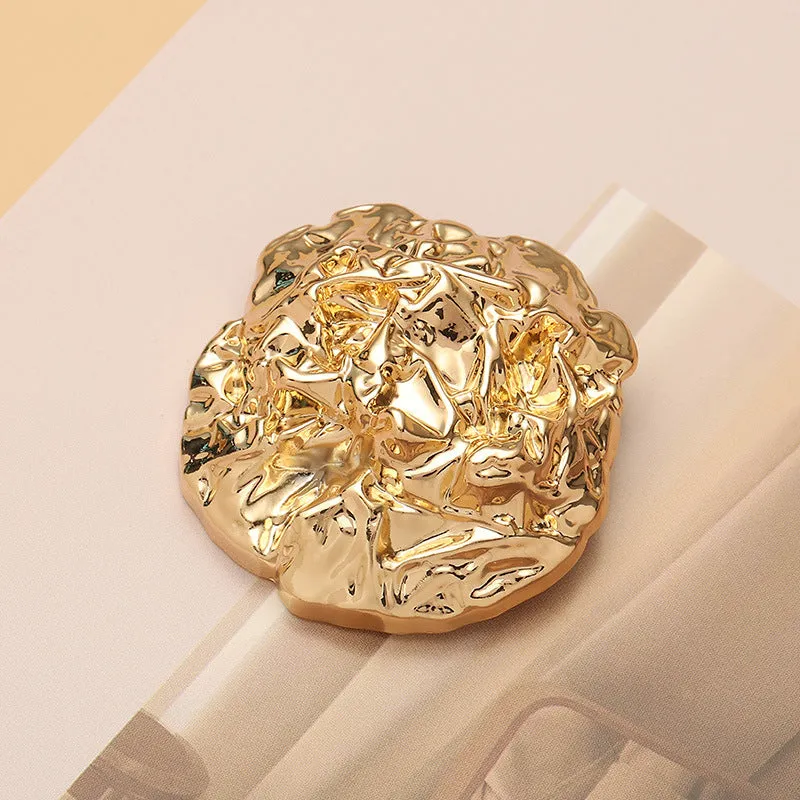 Wrinkled Stone Shaped Metal Hand-Sewn Shank Button 10pcs