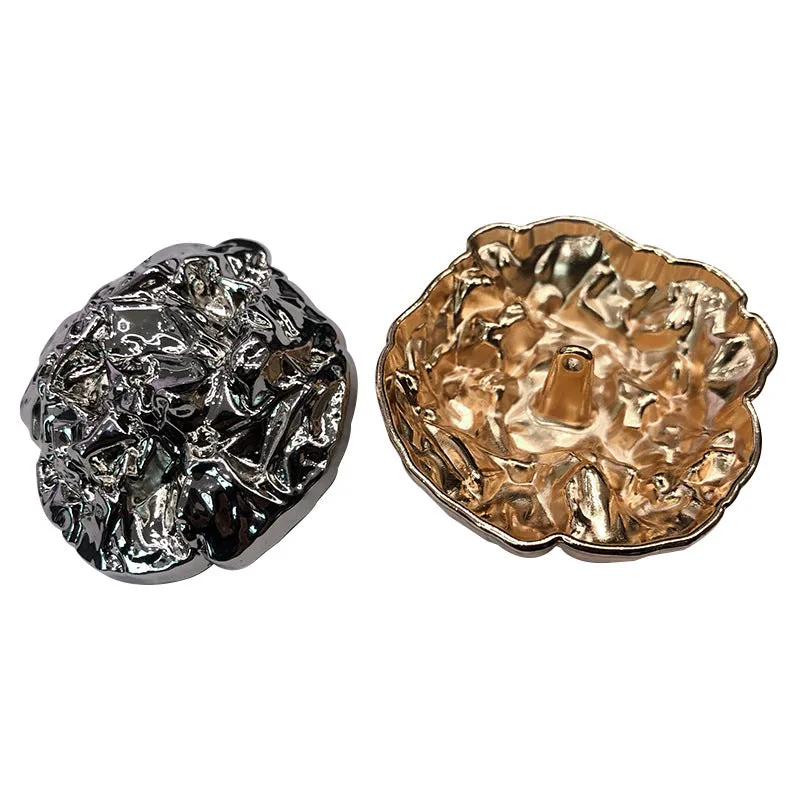 Wrinkled Stone Shaped Metal Hand-Sewn Shank Button 10pcs