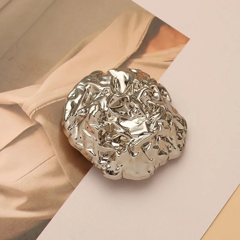Wrinkled Stone Shaped Metal Hand-Sewn Shank Button 10pcs