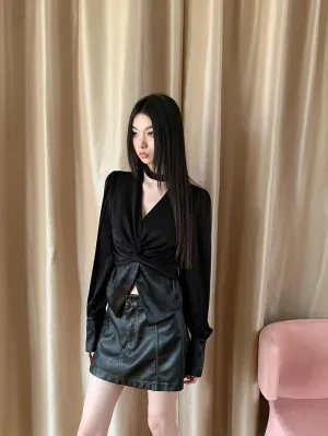 Y2K Twist Front Blouse
