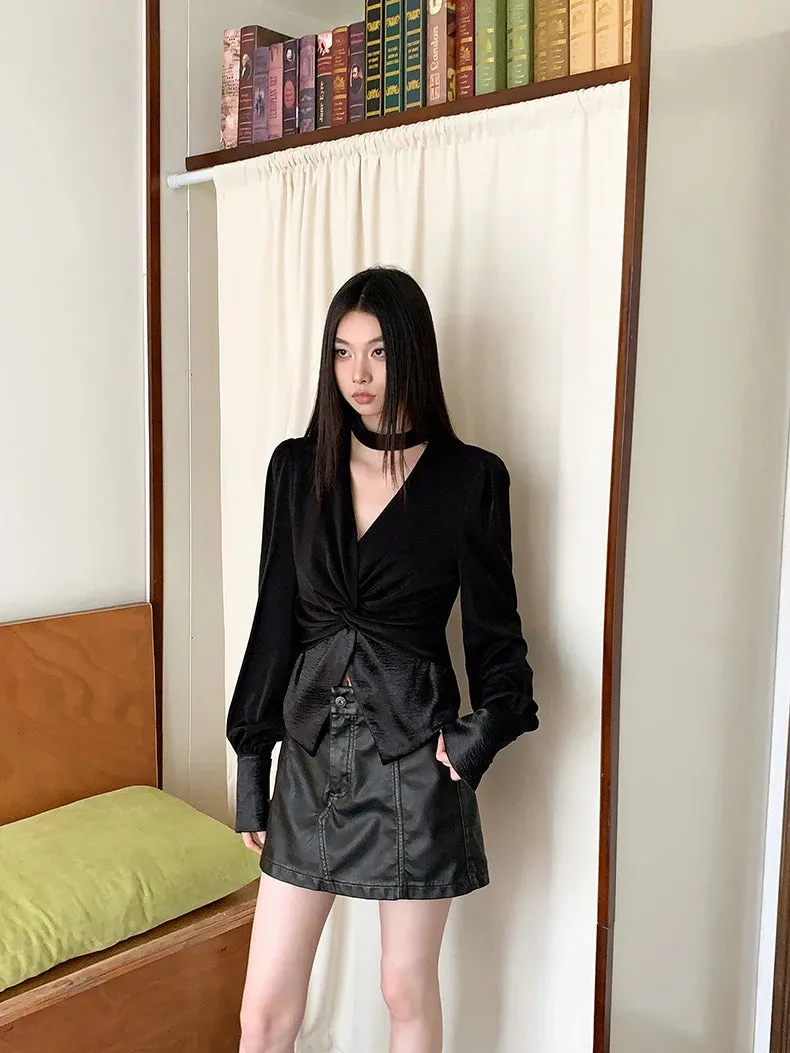 Y2K Twist Front Blouse