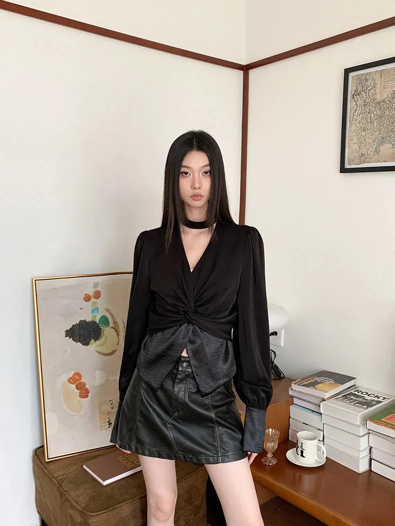 Y2K Twist Front Blouse