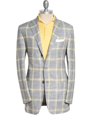 Yellow and Grey Cashmere Blend Windowpane Sportcoat
