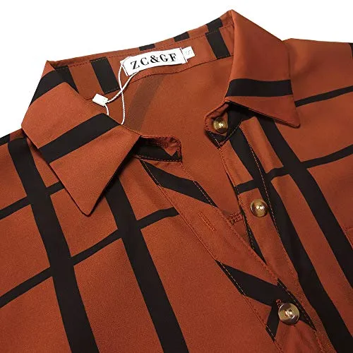 ZC&GF Women's Striped Button Down Blouse