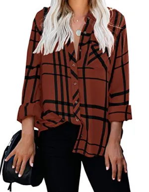 ZC&GF Women's Striped Button Down Blouse