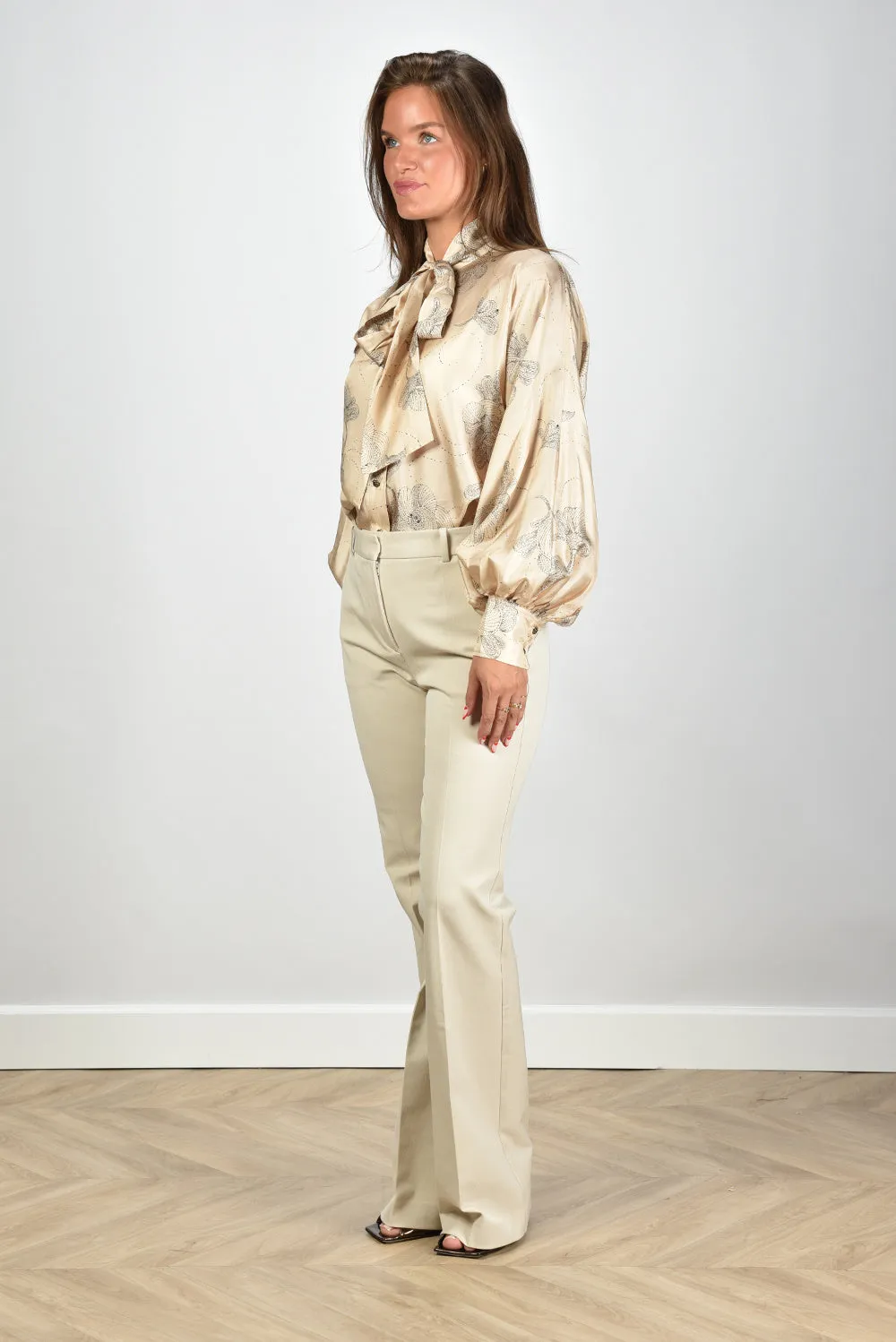Zimmermann blouse Eden Tie Neck 0405TF242 tea sketch